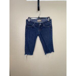Paige Womens Denim Blue Heights Shorts 26 cotton button cutoff bermuda